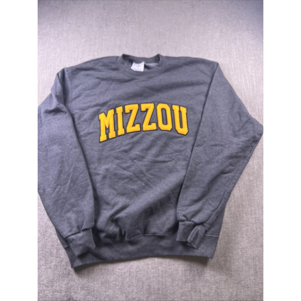 Champion Eco Fleece Sweatshirt Mizzou Men L Gray Yellow Wool Raised Lettering